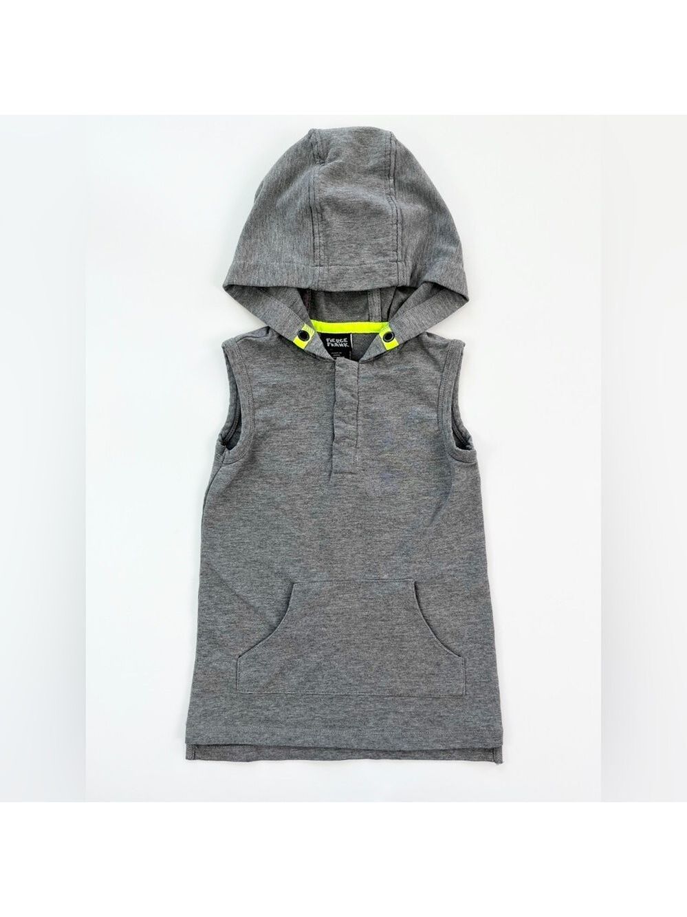 Fierce Frank Gray Sleeveless Hoodie‎ with Neon Accents